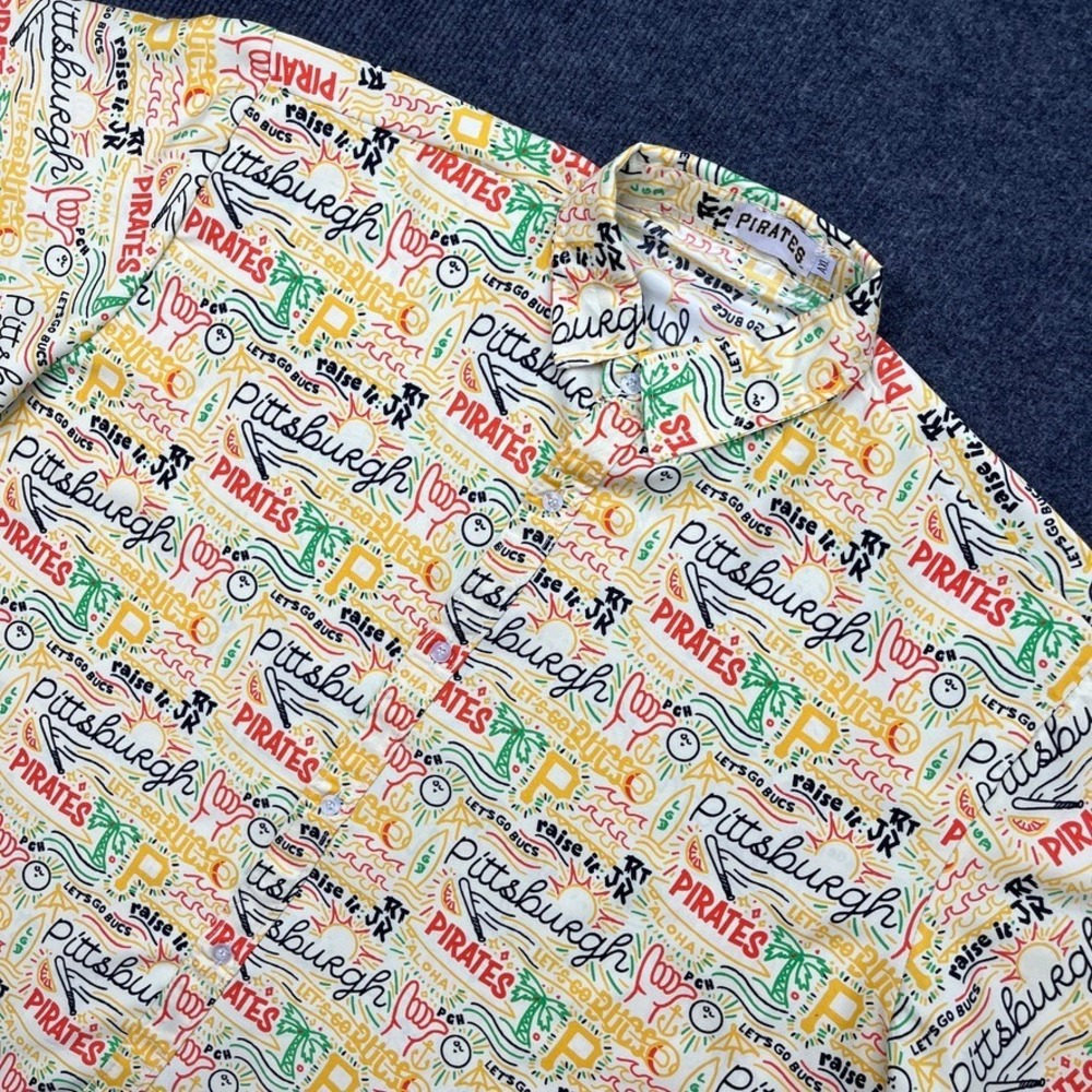 Pittsburgh Pirates MLB Hawaiian Shirt Mens AXL Cream All Over‎ Print Doodle Y2K
